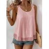 imageWomens Tank Tops Flowy Sleeveless Summer Boho Tank Top for Women Casual Crewneck Strap Lace Camisole ShirtsPink
