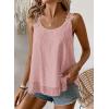 imageWomens Tank Tops Flowy Sleeveless Summer Boho Tank Top for Women Casual Crewneck Strap Lace Camisole ShirtsPink