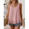 imageWomens Tank Tops Flowy Sleeveless Summer Boho Tank Top for Women Casual Crewneck Strap Lace Camisole ShirtsPink