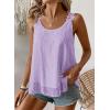 imageWomens Tank Tops Flowy Sleeveless Summer Boho Tank Top for Women Casual Crewneck Strap Lace Camisole ShirtsPurple