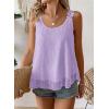 imageWomens Tank Tops Flowy Sleeveless Summer Boho Tank Top for Women Casual Crewneck Strap Lace Camisole ShirtsPurple
