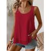 imageWomens Tank Tops Flowy Sleeveless Summer Boho Tank Top for Women Casual Crewneck Strap Lace Camisole ShirtsRed