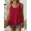 imageWomens Tank Tops Flowy Sleeveless Summer Boho Tank Top for Women Casual Crewneck Strap Lace Camisole ShirtsRed