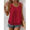 imageWomens Tank Tops Flowy Sleeveless Summer Boho Tank Top for Women Casual Crewneck Strap Lace Camisole ShirtsRed