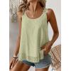 imageWomens Tank Tops Flowy Sleeveless Summer Boho Tank Top for Women Casual Crewneck Strap Lace Camisole ShirtsSage Green
