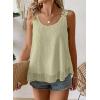 imageWomens Tank Tops Flowy Sleeveless Summer Boho Tank Top for Women Casual Crewneck Strap Lace Camisole ShirtsSage Green