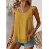 imageWomens Tank Tops Flowy Sleeveless Summer Boho Tank Top for Women Casual Crewneck Strap Lace Camisole ShirtsYellow