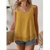 imageWomens Tank Tops Flowy Sleeveless Summer Boho Tank Top for Women Casual Crewneck Strap Lace Camisole ShirtsYellow