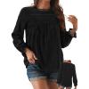 imageFalechay Womens Boho Tops Long Sleeve Shirts For Women Cute Crewneck Blouse Dressy Casual Swiss Dot Crochet Hollow Top 2026Black