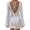 imageFalechay Womens Swimsuit Cover Up Long Sleeve Crochet Bathing Suit Mesh Backless Cover Ups Summer Beach Vacation Outfits 2026White