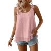 imageWomens Tank Tops Flowy Sleeveless Summer Boho Tank Top for Women Casual Crewneck Strap Lace Camisole ShirtsPink