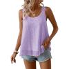 imageWomens Tank Tops Flowy Sleeveless Summer Boho Tank Top for Women Casual Crewneck Strap Lace Camisole ShirtsPurple