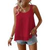 imageWomens Tank Tops Flowy Sleeveless Summer Boho Tank Top for Women Casual Crewneck Strap Lace Camisole ShirtsRed