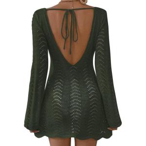 imageFalechay Womens Swimsuit Cover Up Long Sleeve Crochet Bathing Suit Mesh Backless Cover Ups Summer Beach Vacation Outfits 2026Army Green