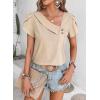 imageFalechay Blouses for Women Dressy Casual Petal Sleeve V Neck Asymmetric Collar Summer Tops Business Work Shirts with ButtonsApricot