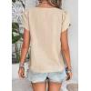 imageFalechay Blouses for Women Dressy Casual Petal Sleeve V Neck Asymmetric Collar Summer Tops Business Work Shirts with ButtonsApricot1