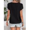 imageFalechay Blouses for Women Dressy Casual Petal Sleeve V Neck Asymmetric Collar Summer Tops Business Work Shirts with ButtonsBlack