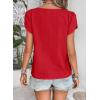 imageFalechay Blouses for Women Dressy Casual Petal Sleeve V Neck Asymmetric Collar Summer Tops Business Work Shirts with ButtonsRed