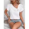 imageFalechay Blouses for Women Dressy Casual Petal Sleeve V Neck Asymmetric Collar Summer Tops Business Work Shirts with ButtonsWhite