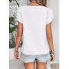 imageFalechay Blouses for Women Dressy Casual Petal Sleeve V Neck Asymmetric Collar Summer Tops Business Work Shirts with ButtonsWhite