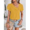 imageFalechay Blouses for Women Dressy Casual Petal Sleeve V Neck Asymmetric Collar Summer Tops Business Work Shirts with ButtonsYellow