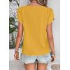 imageFalechay Blouses for Women Dressy Casual Petal Sleeve V Neck Asymmetric Collar Summer Tops Business Work Shirts with ButtonsYellow