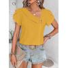 imageFalechay Blouses for Women Dressy Casual Petal Sleeve V Neck Asymmetric Collar Summer Tops Business Work Shirts with ButtonsYellow1