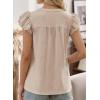 imageFalechay Womens Boho Blouse Summer Ruffle Sleeve Tops Lace Crochet Split Neck Shirts Pleated Textured Top Casual ElegantApricot1
