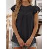 imageFalechay Womens Boho Blouse Summer Ruffle Sleeve Tops Lace Crochet Split Neck Shirts Pleated Textured Top Casual ElegantBlack1