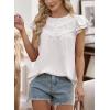 imageFalechay Womens Boho Blouse Summer Ruffle Sleeve Tops Lace Crochet Split Neck Shirts Pleated Textured Top Casual ElegantWhite1