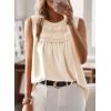 imageFalechay Womens Summer Tops Boho Shirts Crewneck Sleeveless Tank Tops Flowy Lace Hem Casual Blouses Clothing Trendy 2026Apricot