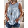 imageFalechay Womens Summer Tops Boho Shirts Crewneck Sleeveless Tank Tops Flowy Lace Hem Casual Blouses Clothing Trendy 2026Blue