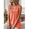 imageFalechay Womens Summer Tops Boho Shirts Crewneck Sleeveless Tank Tops Flowy Lace Hem Casual Blouses Clothing Trendy 2026Bright Orange