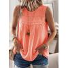 imageFalechay Womens Summer Tops Boho Shirts Crewneck Sleeveless Tank Tops Flowy Lace Hem Casual Blouses Clothing Trendy 2026Bright Orange
