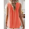 imageFalechay Womens Summer Tops Boho Shirts Crewneck Sleeveless Tank Tops Flowy Lace Hem Casual Blouses Clothing Trendy 2026Bright Orange