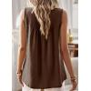 imageFalechay Womens Summer Tops Boho Shirts Crewneck Sleeveless Tank Tops Flowy Lace Hem Casual Blouses Clothing Trendy 2026Brown