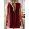 imageFalechay Womens Summer Tops Boho Shirts Crewneck Sleeveless Tank Tops Flowy Lace Hem Casual Blouses Clothing Trendy 2026Burgundy