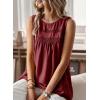 imageFalechay Womens Summer Tops Boho Shirts Crewneck Sleeveless Tank Tops Flowy Lace Hem Casual Blouses Clothing Trendy 2026Burgundy