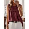 imageFalechay Womens Summer Tops Boho Shirts Crewneck Sleeveless Tank Tops Flowy Lace Hem Casual Blouses Clothing Trendy 2026Burgundy