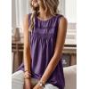 imageFalechay Womens Summer Tops Boho Shirts Crewneck Sleeveless Tank Tops Flowy Lace Hem Casual Blouses Clothing Trendy 2026Dark Purple