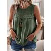 imageFalechay Womens Summer Tops Boho Shirts Crewneck Sleeveless Tank Tops Flowy Lace Hem Casual Blouses Clothing Trendy 2026Green