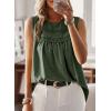 imageFalechay Womens Summer Tops Boho Shirts Crewneck Sleeveless Tank Tops Flowy Lace Hem Casual Blouses Clothing Trendy 2026Green