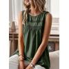 imageFalechay Womens Summer Tops Boho Shirts Crewneck Sleeveless Tank Tops Flowy Lace Hem Casual Blouses Clothing Trendy 2026Green