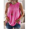 imageFalechay Womens Summer Tops Boho Shirts Crewneck Sleeveless Tank Tops Flowy Lace Hem Casual Blouses Clothing Trendy 2026Hot Pink