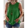 imageFalechay Womens Summer Tops Boho Shirts Crewneck Sleeveless Tank Tops Flowy Lace Hem Casual Blouses Clothing Trendy 2026Kelly Green