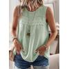 imageFalechay Womens Summer Tops Boho Shirts Crewneck Sleeveless Tank Tops Flowy Lace Hem Casual Blouses Clothing Trendy 2026Light Green