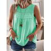 imageFalechay Womens Summer Tops Boho Shirts Crewneck Sleeveless Tank Tops Flowy Lace Hem Casual Blouses Clothing Trendy 2026Light Teal