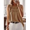 imageFalechay Womens Summer Tops Boho Shirts Crewneck Sleeveless Tank Tops Flowy Lace Hem Casual Blouses Clothing Trendy 2026Mocha