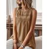 imageFalechay Womens Summer Tops Boho Shirts Crewneck Sleeveless Tank Tops Flowy Lace Hem Casual Blouses Clothing Trendy 2026Mocha