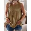 imageFalechay Womens Summer Tops Boho Shirts Crewneck Sleeveless Tank Tops Flowy Lace Hem Casual Blouses Clothing Trendy 2026Mocha